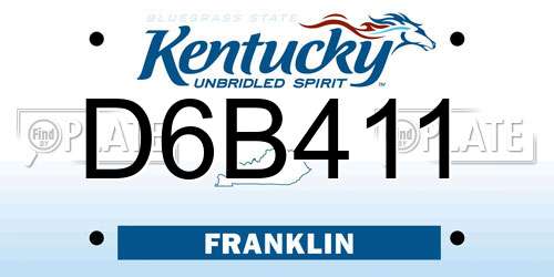 D6B411 Kentucky License Plate
