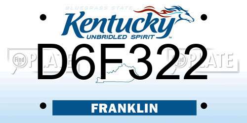 D6F322 Kentucky License Plate