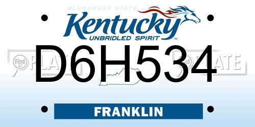 D6H534 Kentucky License Plate