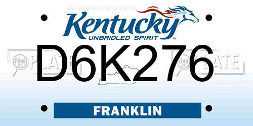D6K276 Kentucky License Plate