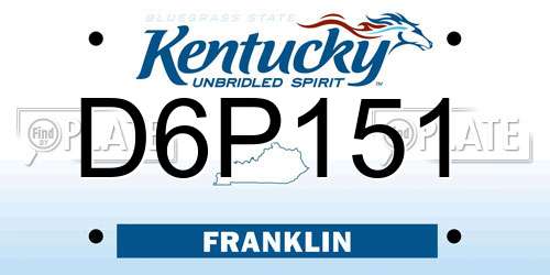 D6P151 Kentucky License Plate