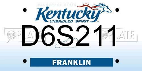D6S211 Kentucky License Plate