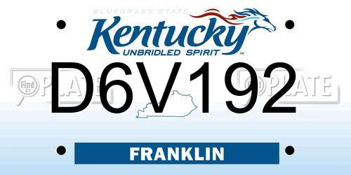 D6V192 Kentucky License Plate