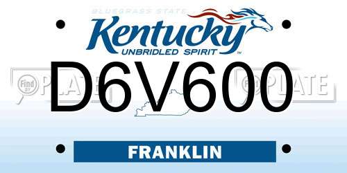 D6V600 Kentucky License Plate