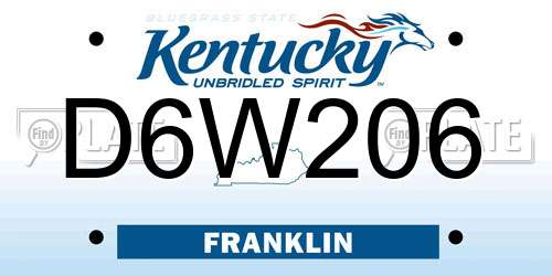 D6W206 Kentucky License Plate
