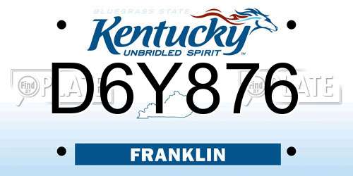 D6Y876 Kentucky License Plate