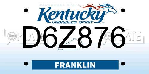 D6Z876 Kentucky License Plate