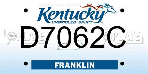 D7062C Kentucky License Plate