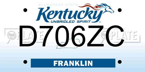 D706ZC Kentucky License Plate