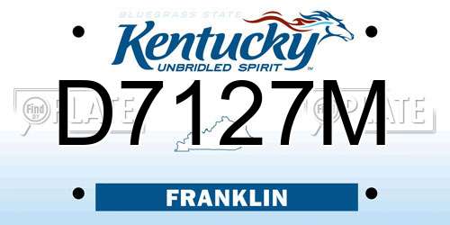 D7127M Kentucky License Plate