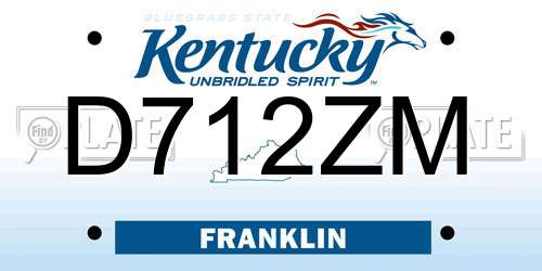 D712ZM Kentucky License Plate