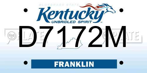 D7172M Kentucky License Plate