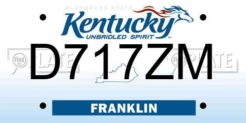 D717ZM Kentucky License Plate