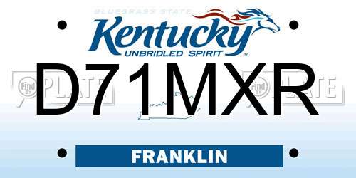 D71MXR Kentucky License Plate