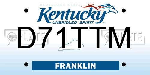 D71TTM Kentucky License Plate