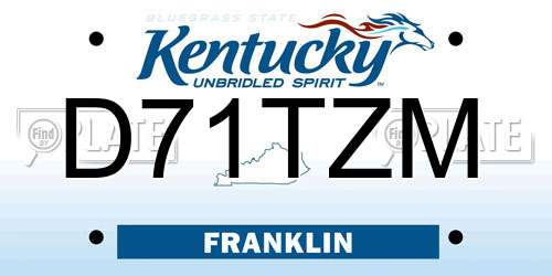 D71TZM Kentucky License Plate