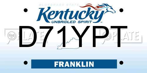 D71YPT Kentucky License Plate