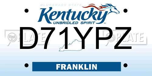 D71YPZ Kentucky License Plate