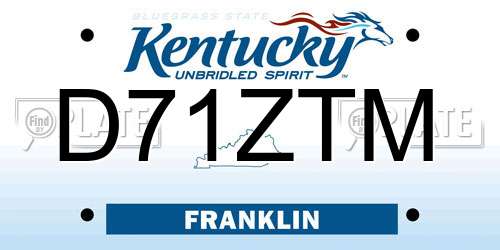 D71ZTM Kentucky License Plate