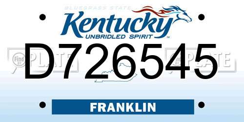 D726545 Kentucky License Plate