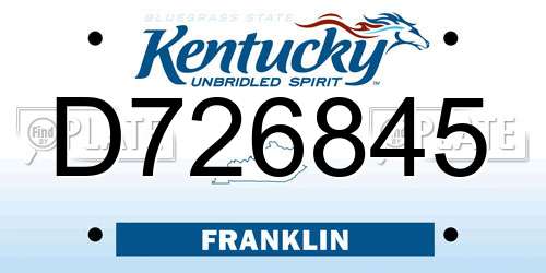 D726845 Kentucky License Plate