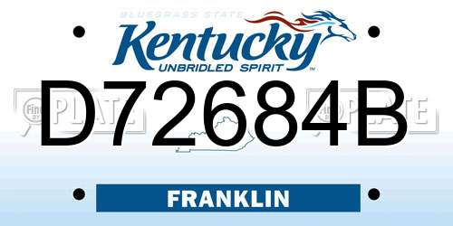 D72684B Kentucky License Plate