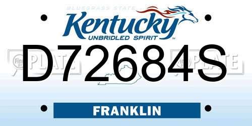 D72684S Kentucky License Plate