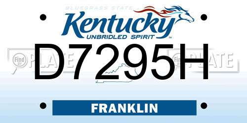D7295H Kentucky License Plate