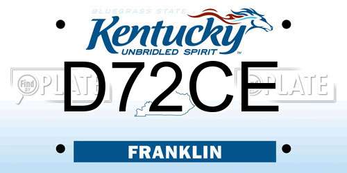 D72CE Kentucky License Plate