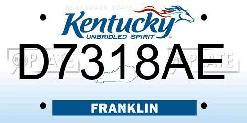 D7318AE Kentucky License Plate