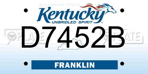 D7452B Kentucky License Plate