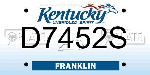 D7452S Kentucky License Plate