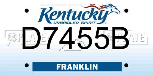 D7455B Kentucky License Plate
