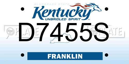 D7455S Kentucky License Plate