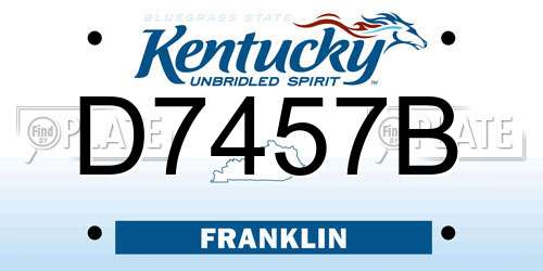 D7457B Kentucky License Plate