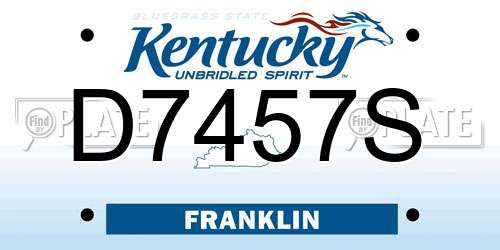 D7457S Kentucky License Plate