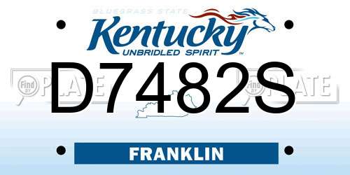 D7482S Kentucky License Plate