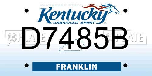 D7485B Kentucky License Plate