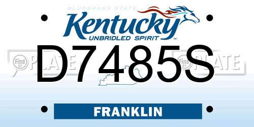 D7485S Kentucky License Plate