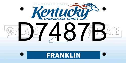 D7487B Kentucky License Plate