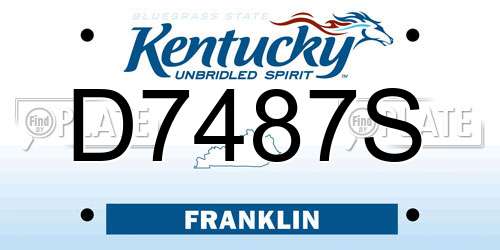 D7487S Kentucky License Plate