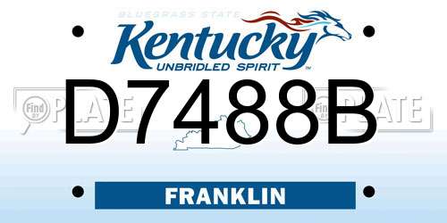 D7488B Kentucky License Plate