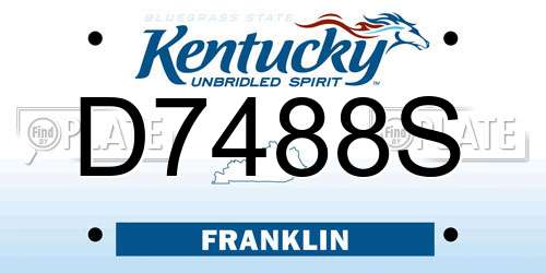 D7488S Kentucky License Plate