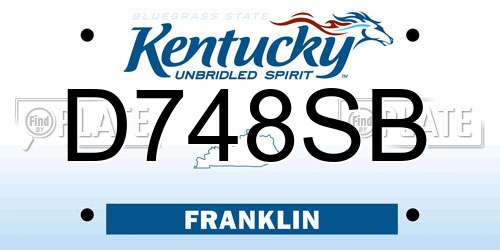 D748SB Kentucky License Plate