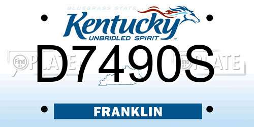 D7490S Kentucky License Plate