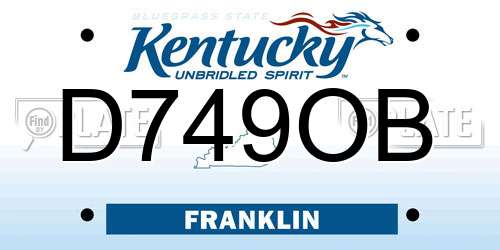 D749OB Kentucky License Plate