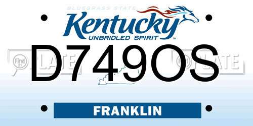 D749OS Kentucky License Plate