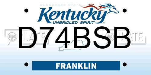 D74BSB Kentucky License Plate