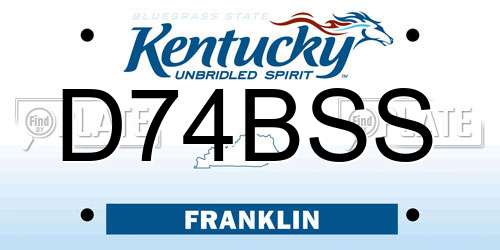 D74BSS Kentucky License Plate