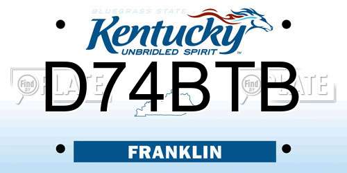 D74BTB Kentucky License Plate